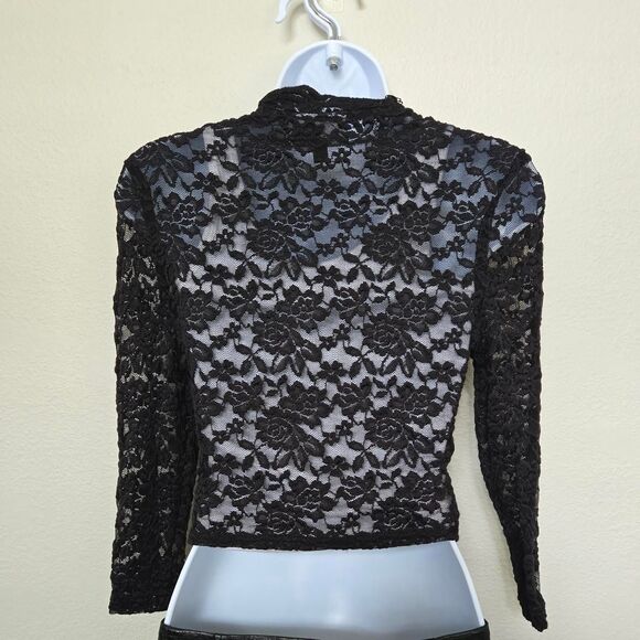 Vintage Black Lace Floral Sheer Bolero Short Cardigan size small - Picture 4 of 7